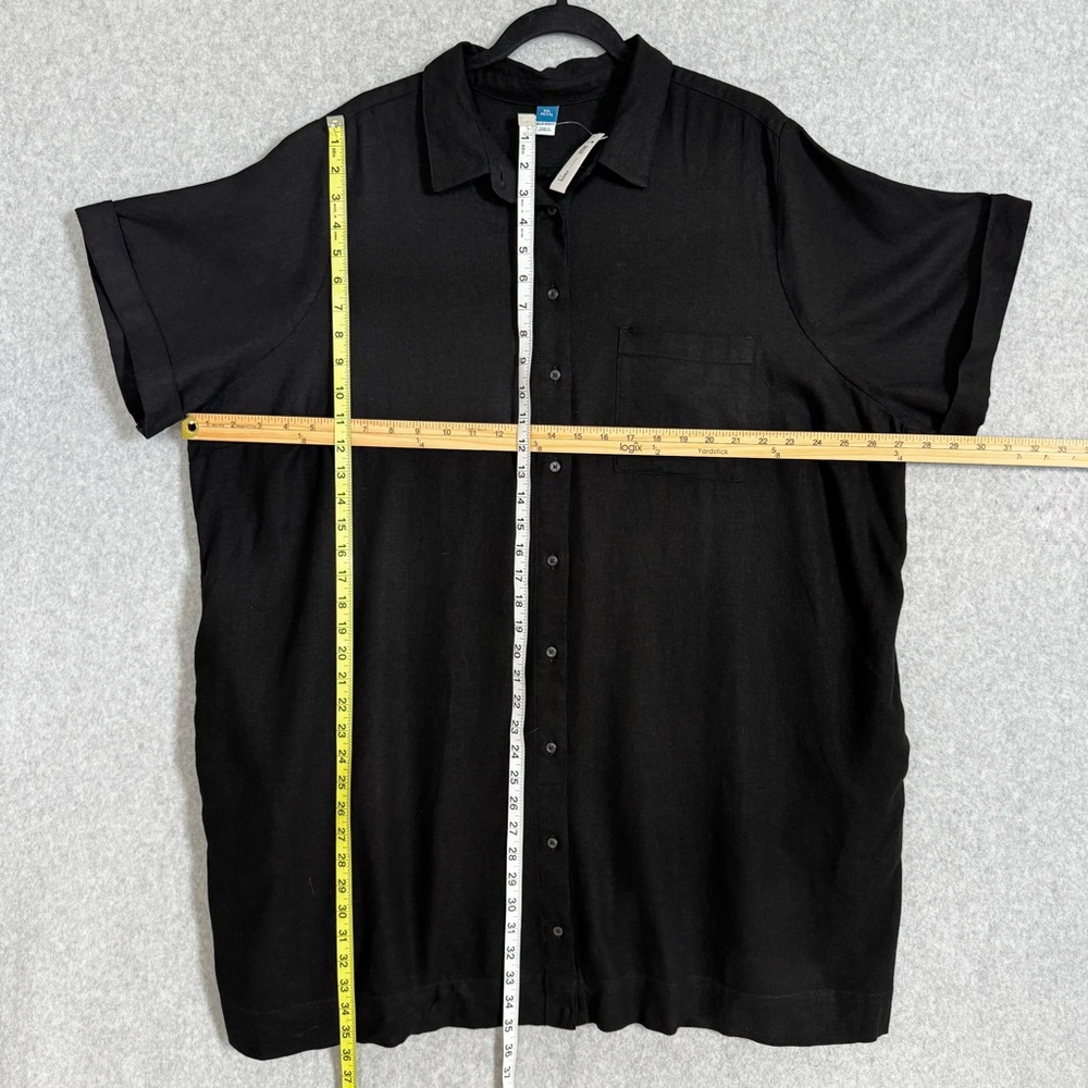 Old Navy Shirt Dress XXL Petite Black Linen Blend Button Up Fall Lagenlook NWT - Picture 10 of 12